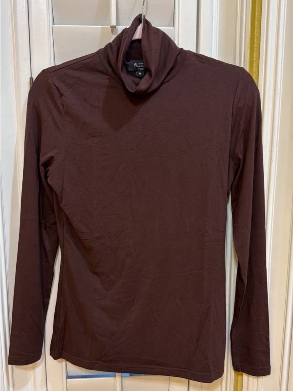 New W/O Tags Aleeza Chocolate Brown Modal Turtleneck, Size M